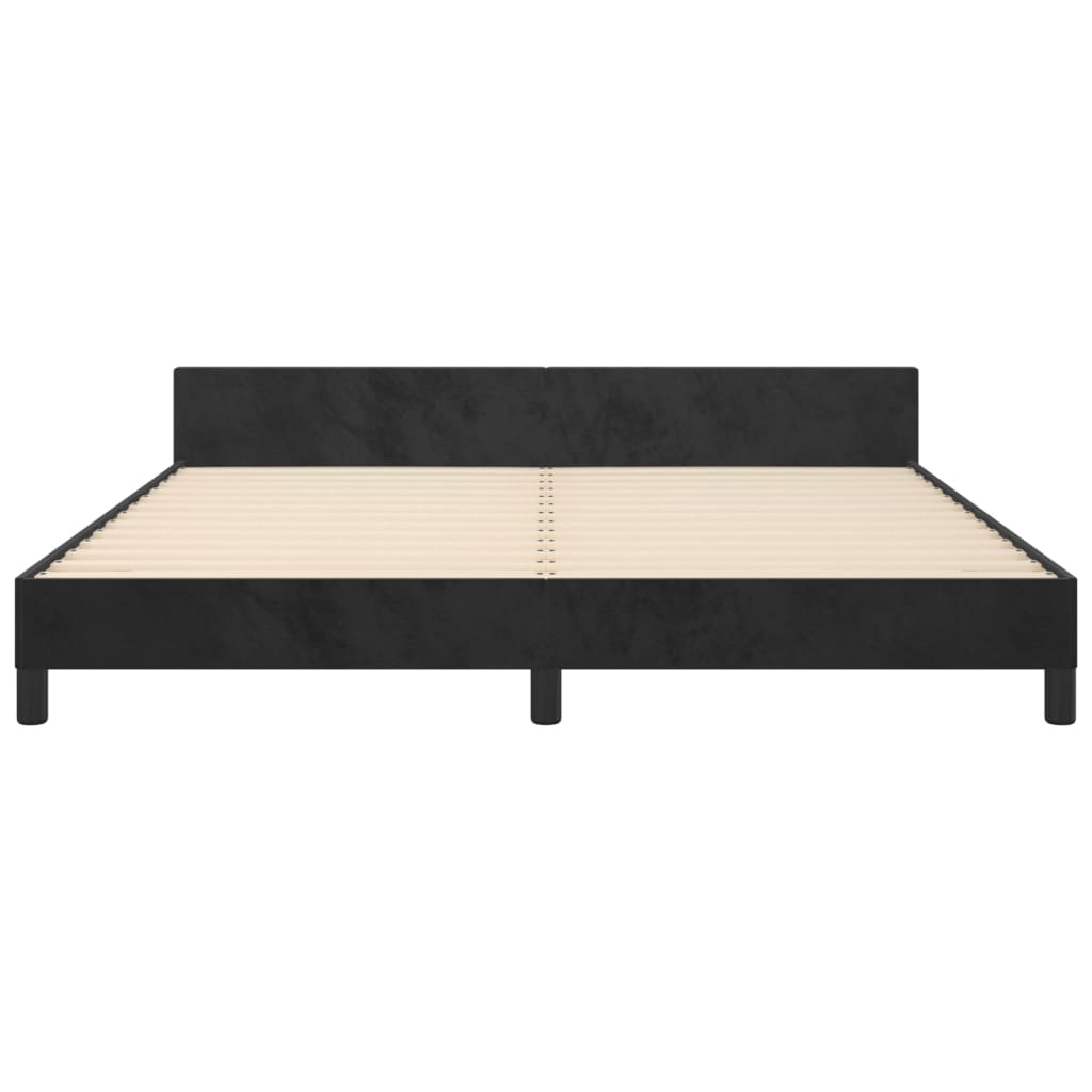 sengeramme med sengegavl 180x200 cm fløjl sort