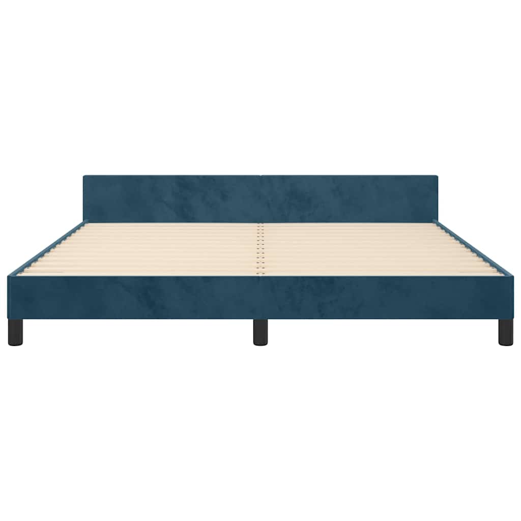 sengeramme med sengegavl 180x200 cm fløjl mørkeblå
