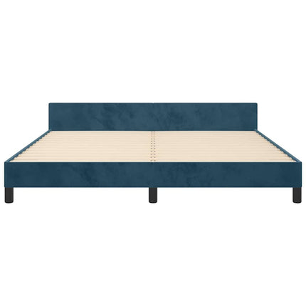 sengeramme med sengegavl 180x200 cm fløjl mørkeblå