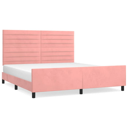 sengeramme med sengegavl 180x200 cm fløjl pink