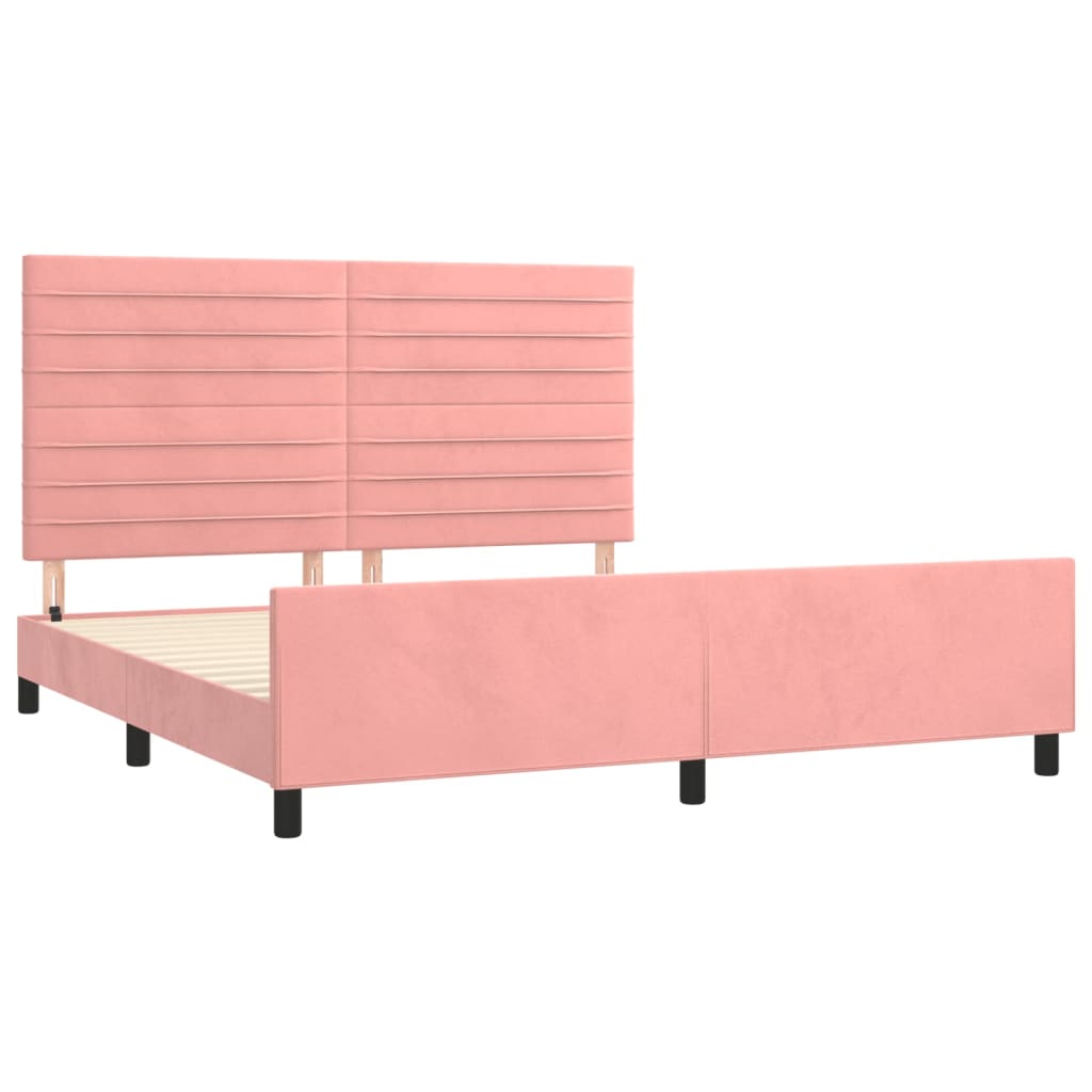 sengeramme med sengegavl 180x200 cm fløjl pink