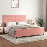 sengeramme med sengegavl 180x200 cm fløjl pink