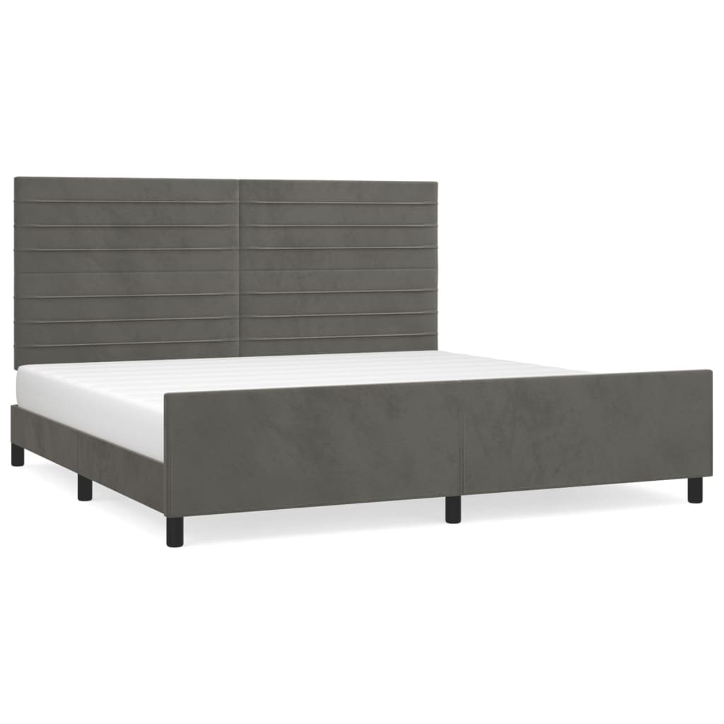 Sengeramme uden madras Mørkegrå 200x200 cm Fløjl