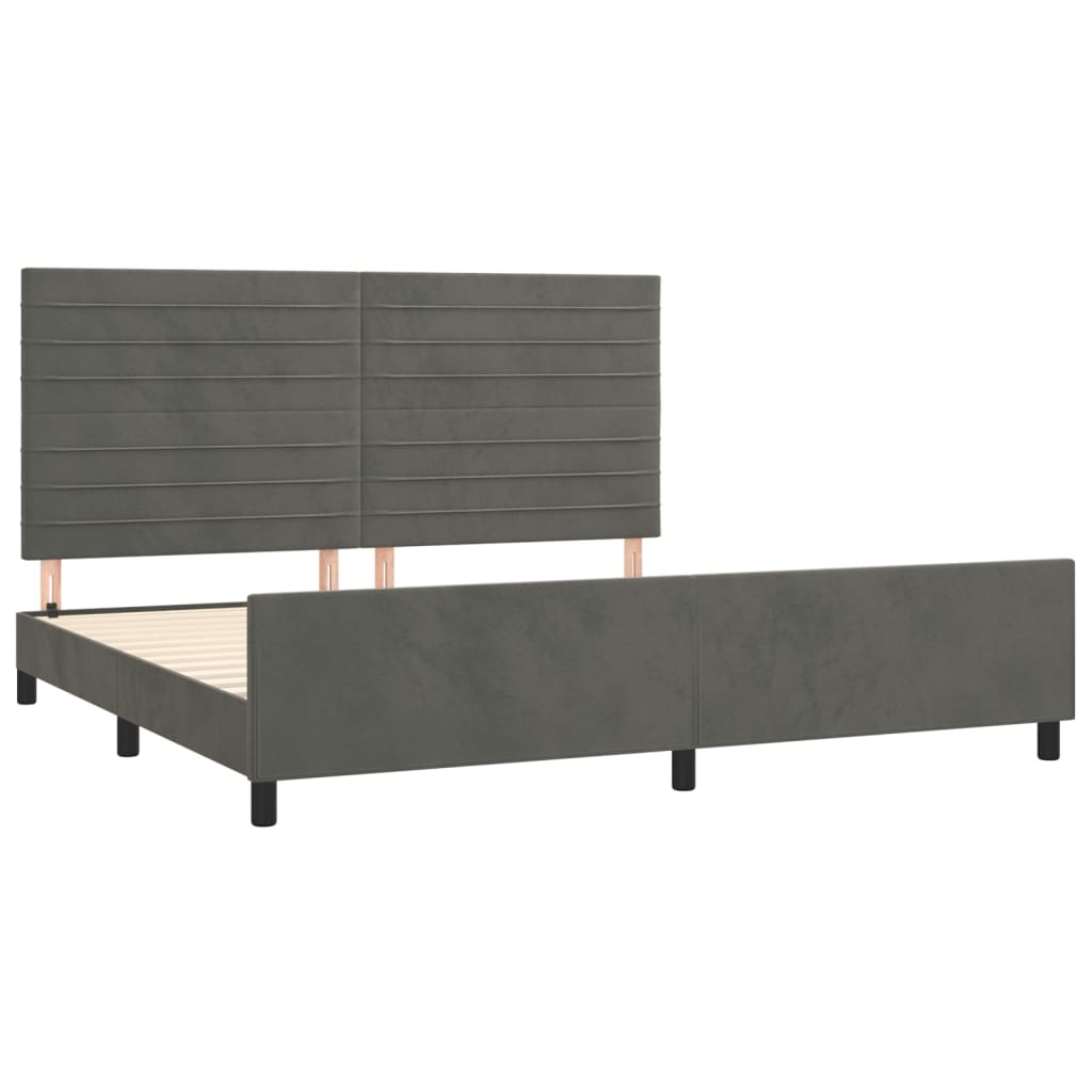 Sengeramme uden madras Mørkegrå 200x200 cm Fløjl