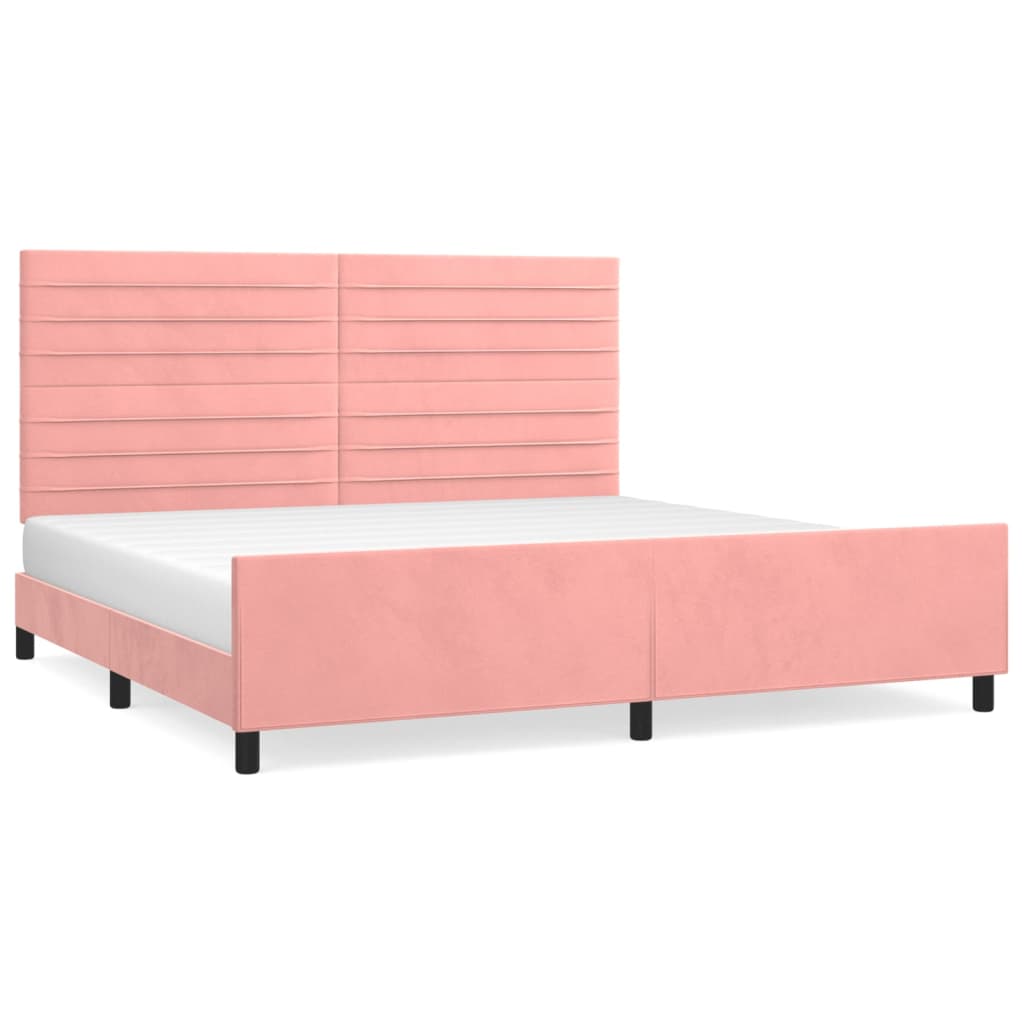 sengeramme med sengegavl 200x200 cm fløjl pink