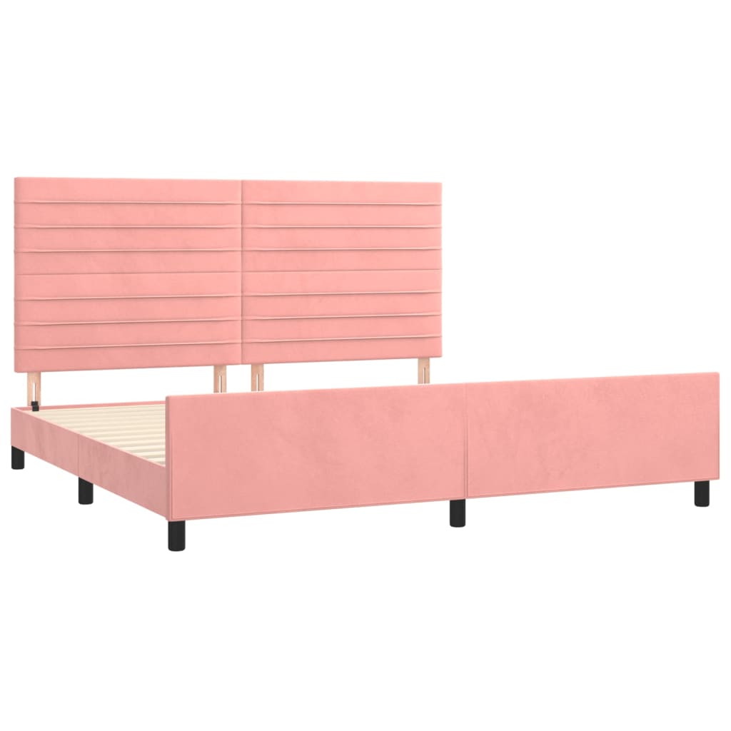 sengeramme med sengegavl 200x200 cm fløjl pink