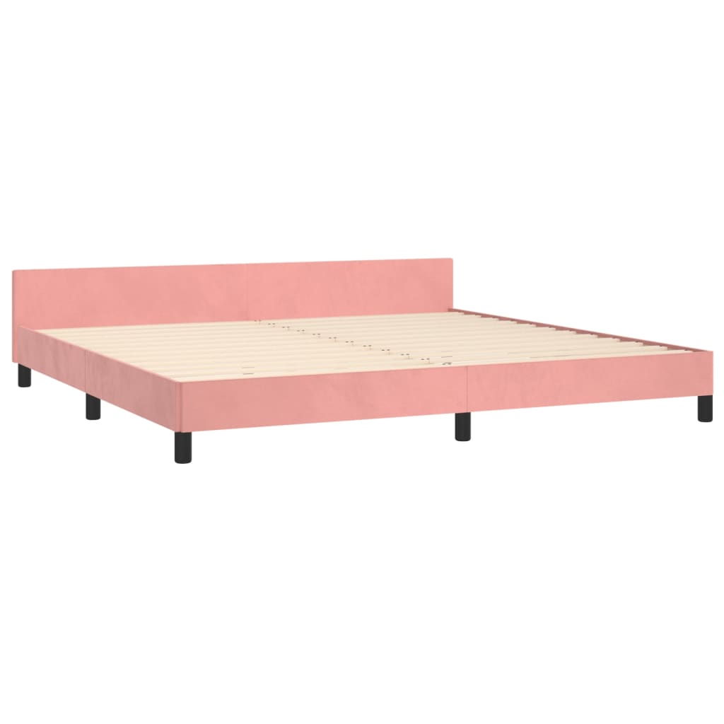 sengeramme med sengegavl 200x200 cm fløjl pink