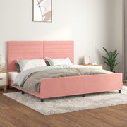 sengeramme med sengegavl 200x200 cm fløjl pink