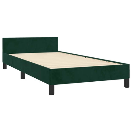Sengeramme uden madras Mørkegrøn 90x190 cm Fløjl