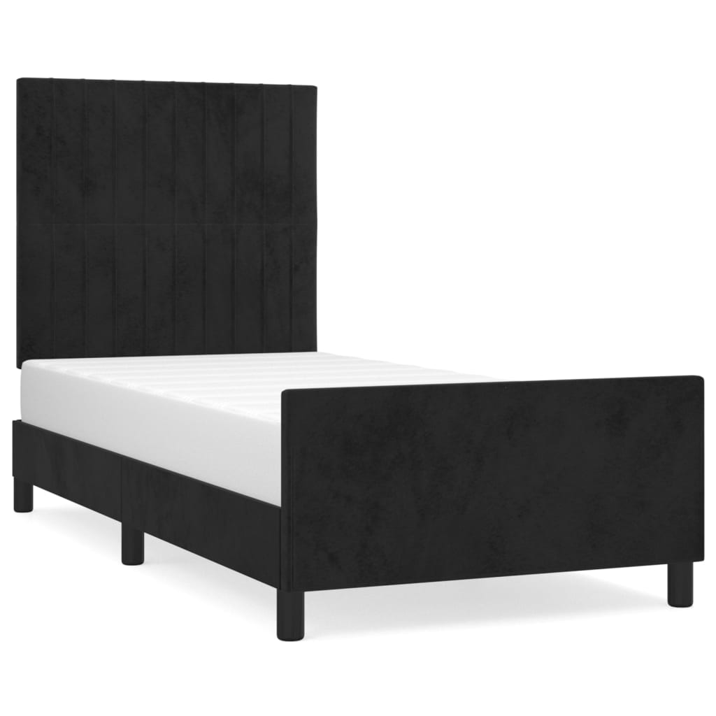 sengeramme med sengegavl 90x200 cm fløjl sort