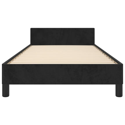 sengeramme med sengegavl 90x200 cm fløjl sort