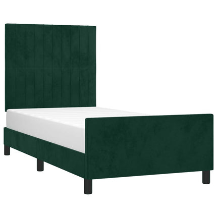 Sengeramme uden madras Mørkegrøn 90x200 cm Fløjl