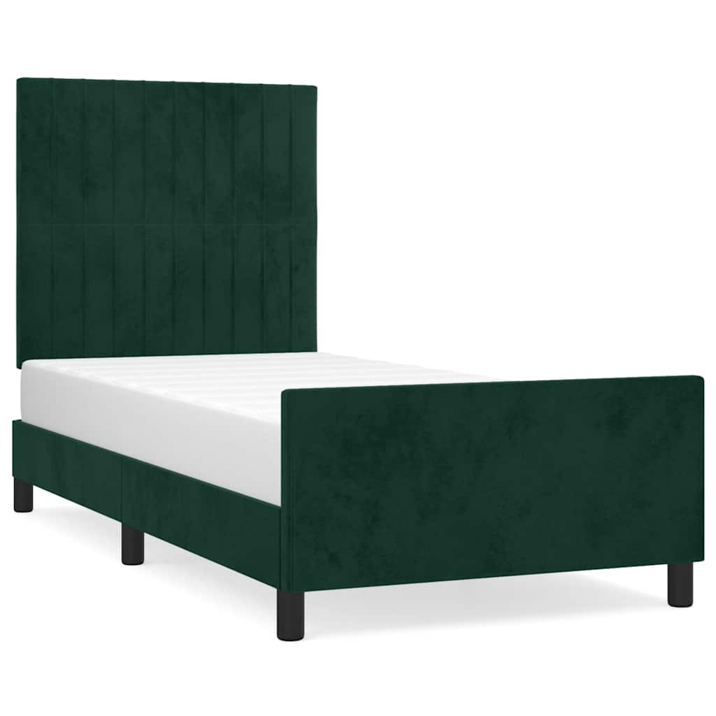 Sengeramme uden madras Mørkegrøn 100x200 cm Fløjl