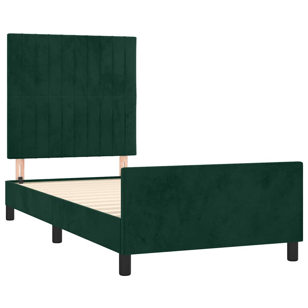 Sengeramme uden madras Mørkegrøn 100x200 cm Fløjl