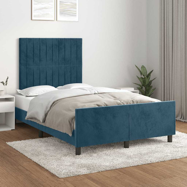 Sengeramme uden madras Mørkeblå 120x200 cm Fløjl