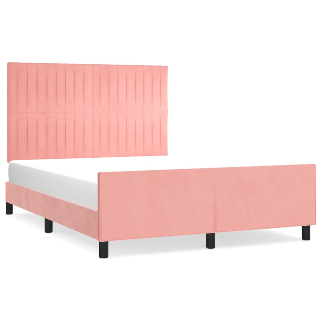 sengeramme med sengegavl 140x200 cm fløjl pink
