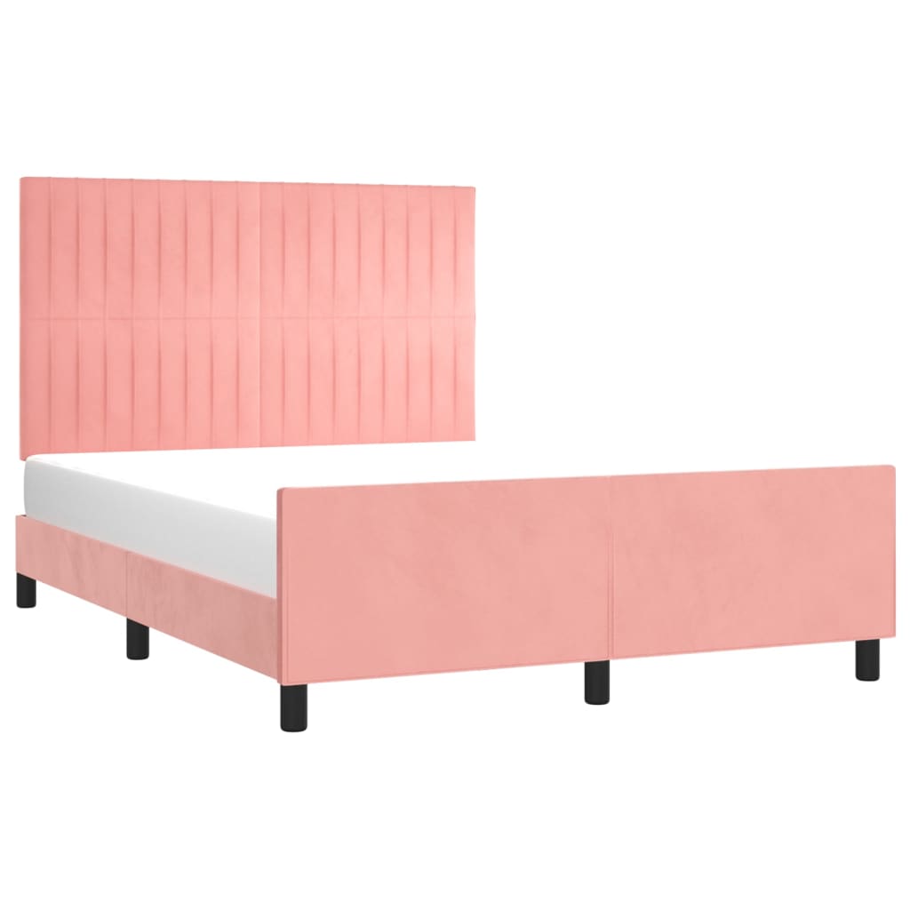 sengeramme med sengegavl 140x200 cm fløjl pink