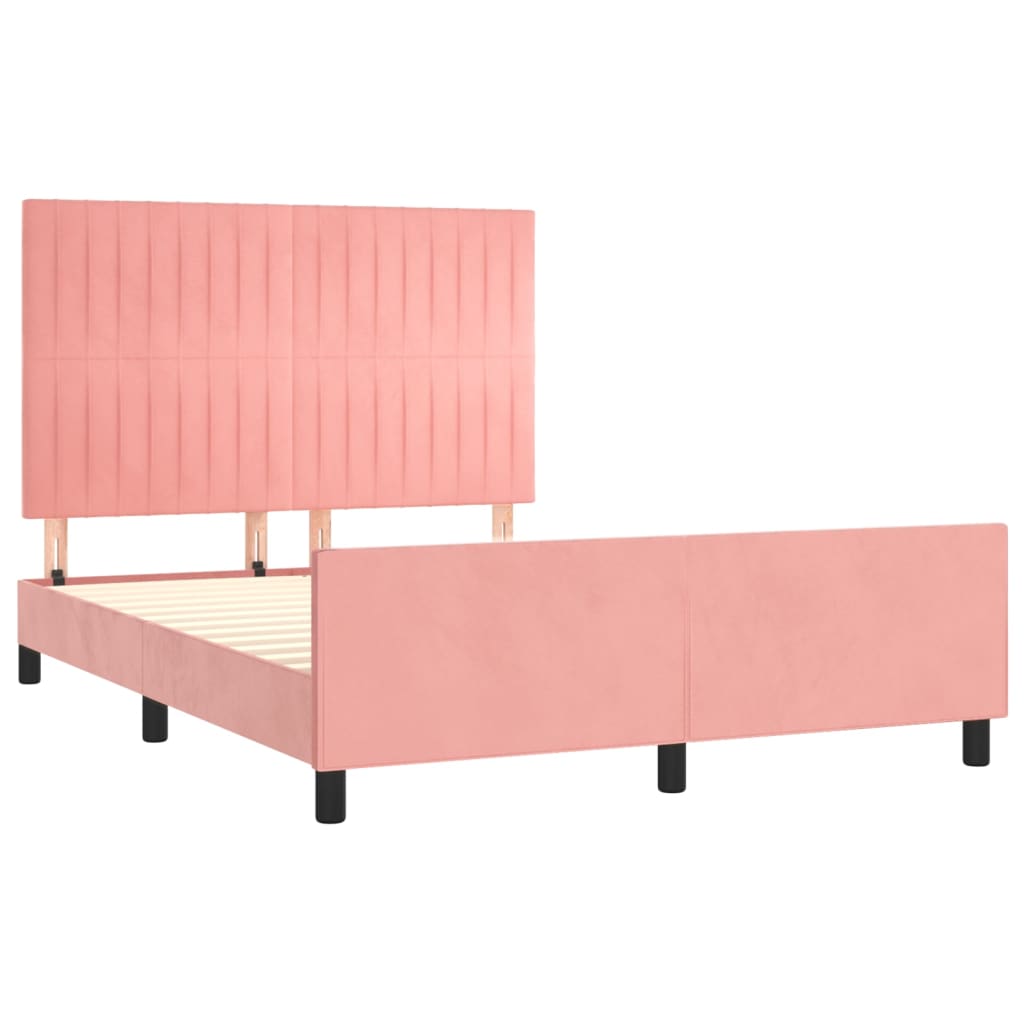 sengeramme med sengegavl 140x200 cm fløjl pink