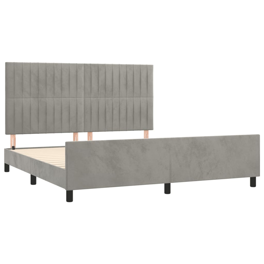 sengeramme med sengegavl 180x200 cm fløjl lysegrå