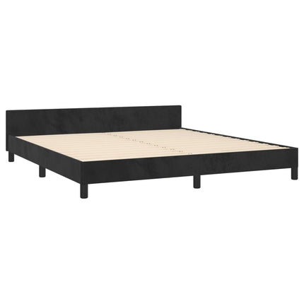 sengeramme med sengegavl 180x200 cm fløjl sort