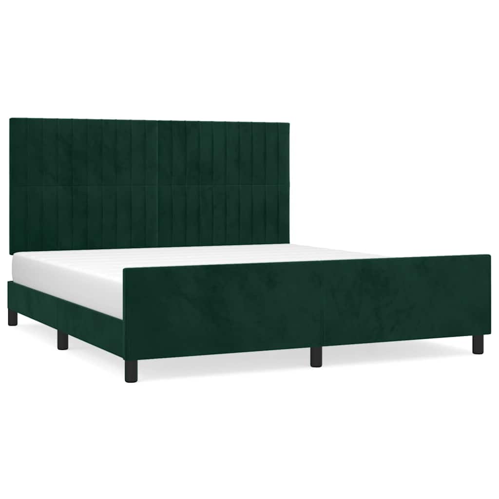 sengeramme med sengegavl 180x200 cm fløjl mørkegrøn