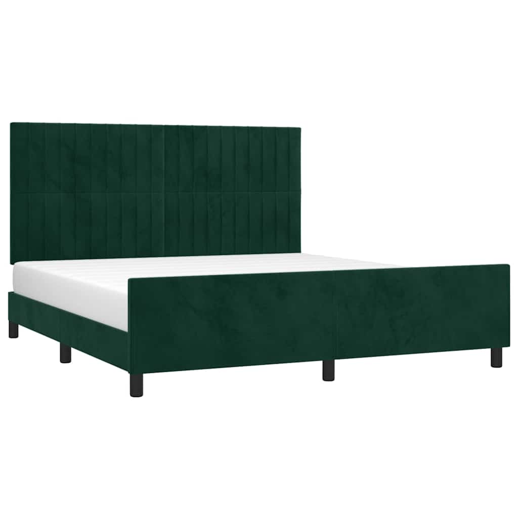 sengeramme med sengegavl 180x200 cm fløjl mørkegrøn