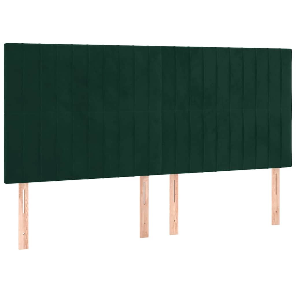 sengeramme med sengegavl 180x200 cm fløjl mørkegrøn