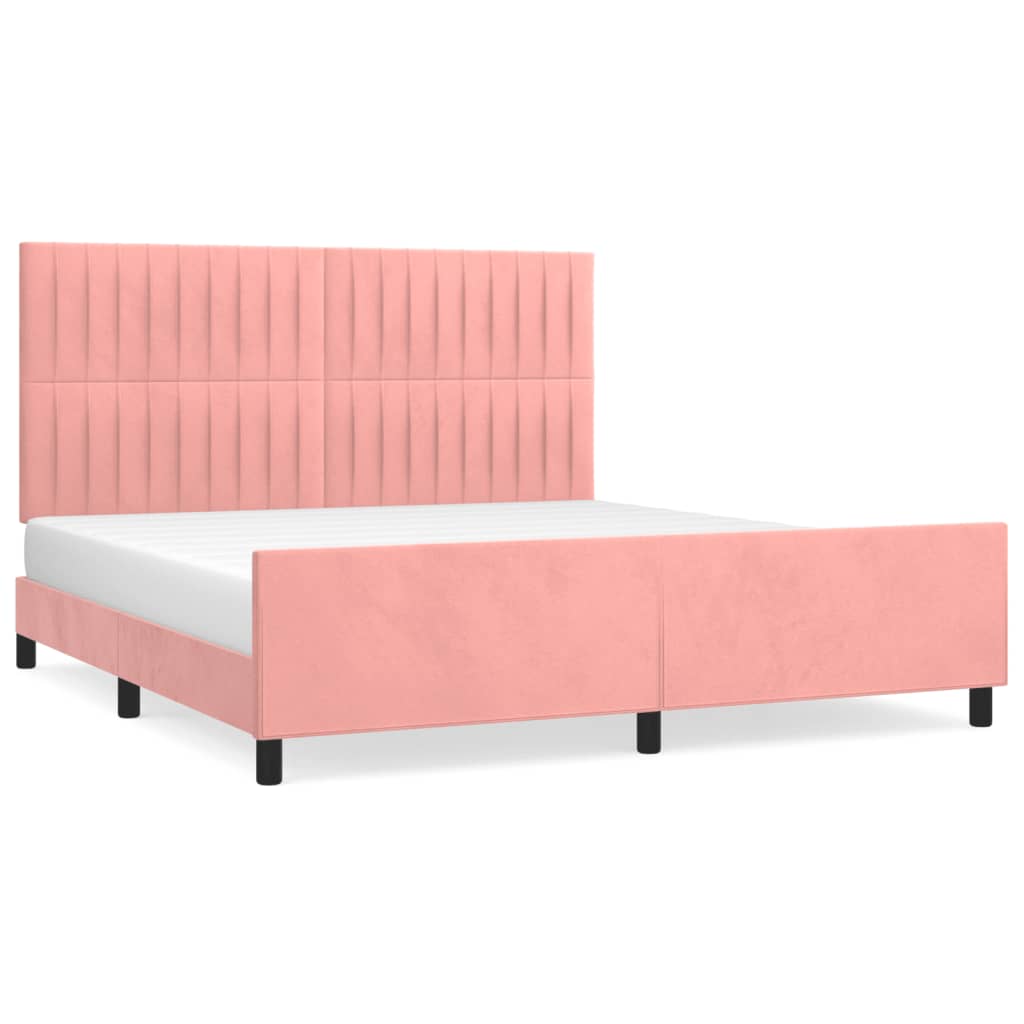 sengeramme med sengegavl 180x200 cm fløjl pink