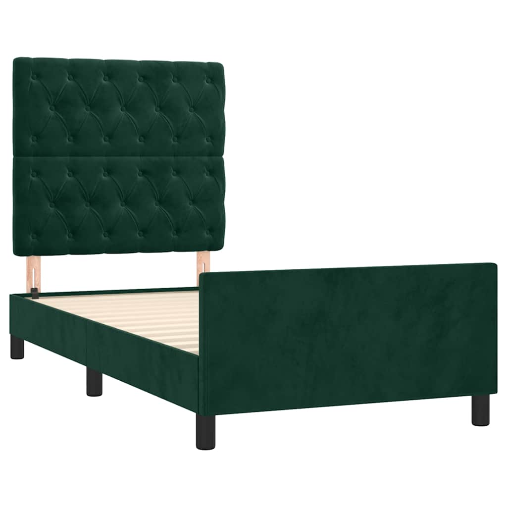 Sengeramme uden madras Mørkegrøn 80x200 cm Fløjl