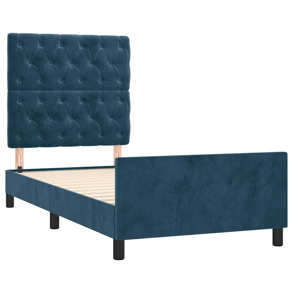 Sengeramme uden madras Mørkeblå 80x200 cm Fløjl
