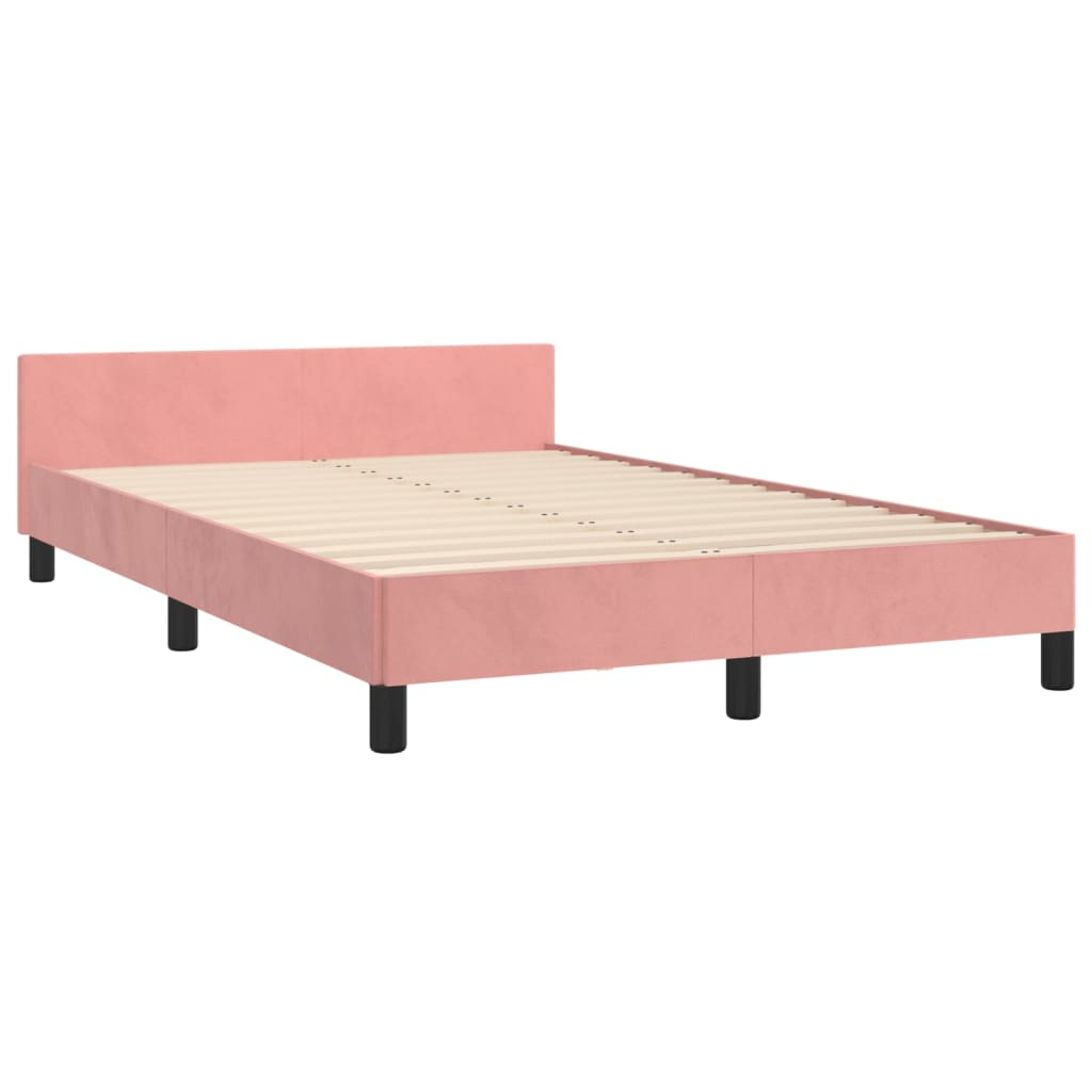 sengeramme med sengegavl 120x200 cm fløjl pink