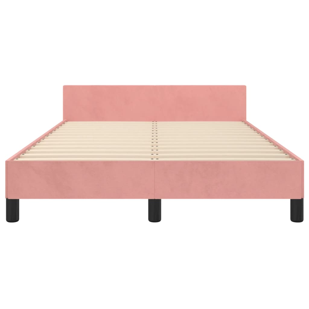 sengeramme med sengegavl 120x200 cm fløjl pink