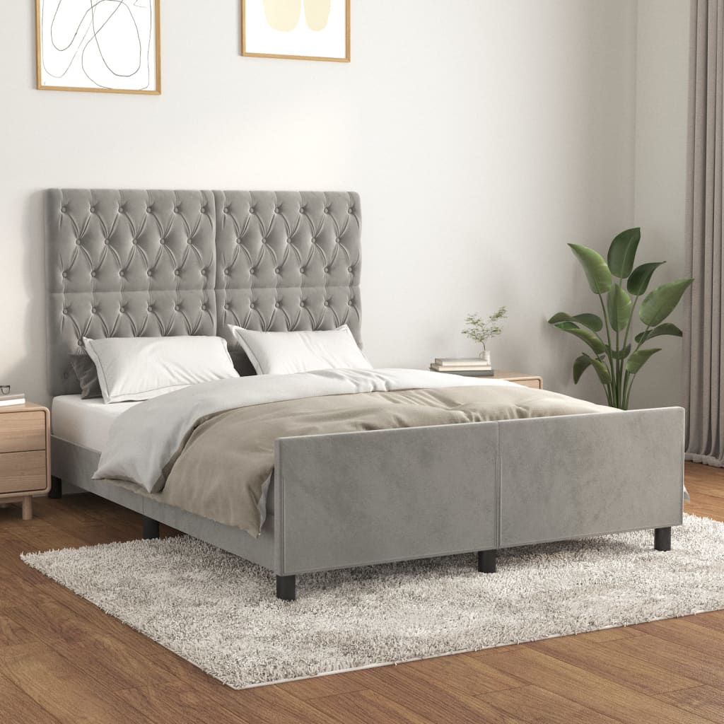 Sengeramme uden madras Lysegrå 140x190 cm Fløjl