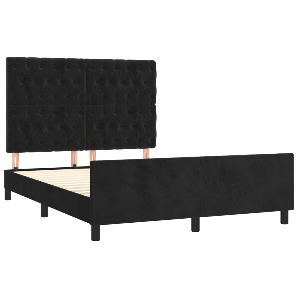 Sengeramme uden madras Sort 140x190 cm Fløjl
