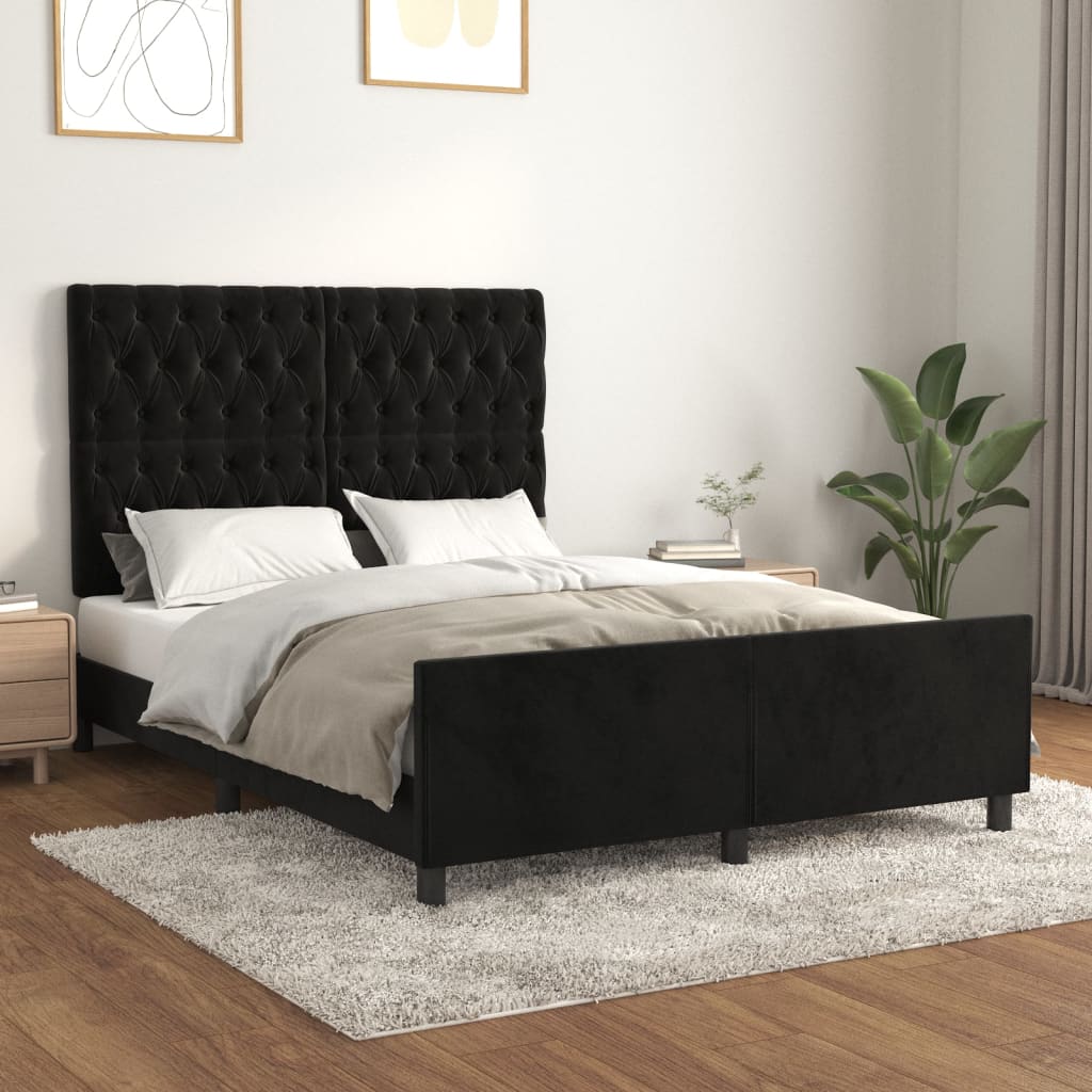 Sengeramme uden madras Sort 140x190 cm Fløjl
