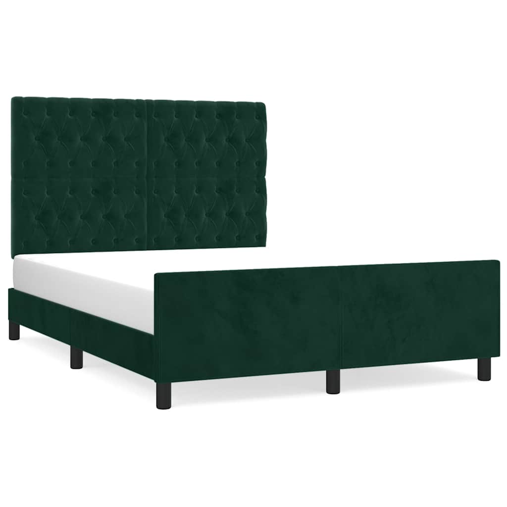 Sengeramme uden madras Mørkegrøn 140x190 cm Fløjl