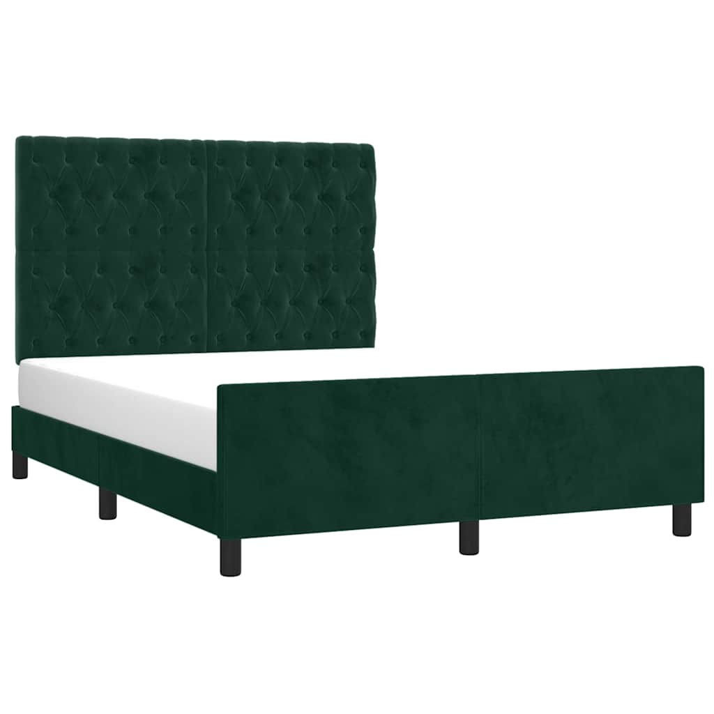 Sengeramme uden madras Mørkegrøn 140x190 cm Fløjl
