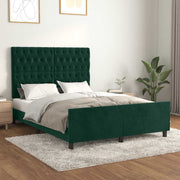 Sengeramme uden madras Mørkegrøn 140x190 cm Fløjl