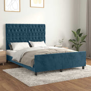Sengeramme uden madras Mørkeblå 140x190 cm Fløjl