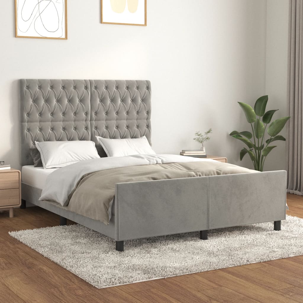 Sengeramme uden madras Lysegrå 140x200 cm Fløjl