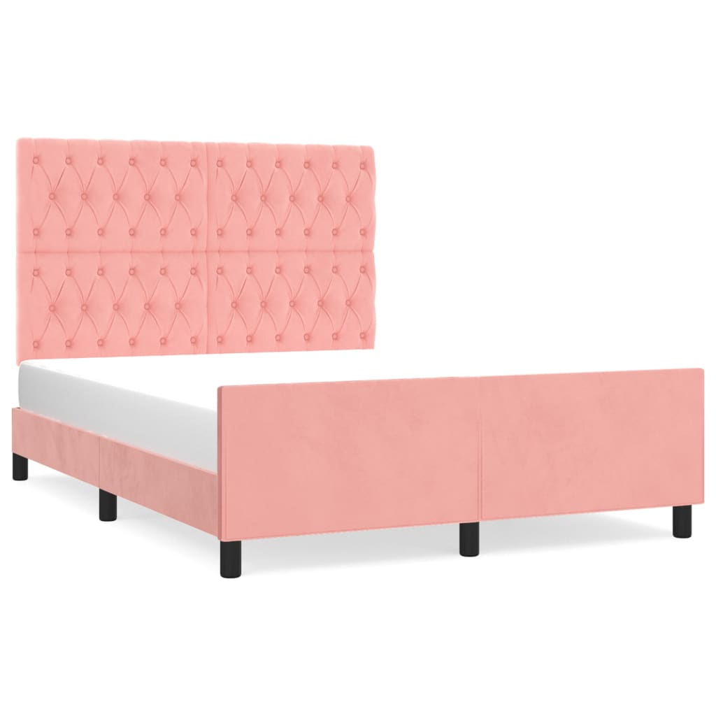 sengeramme med sengegavl 140x200 cm fløjl pink