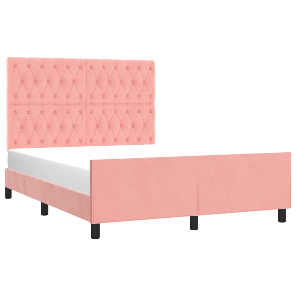 sengeramme med sengegavl 140x200 cm fløjl pink