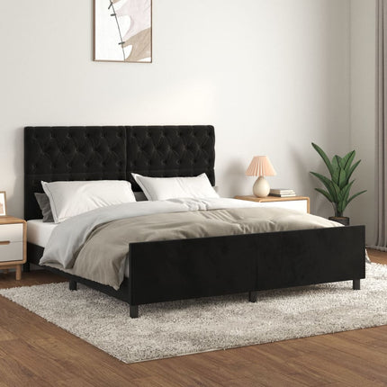 Sengeramme uden madras Sort 160x200 cm Fløjl