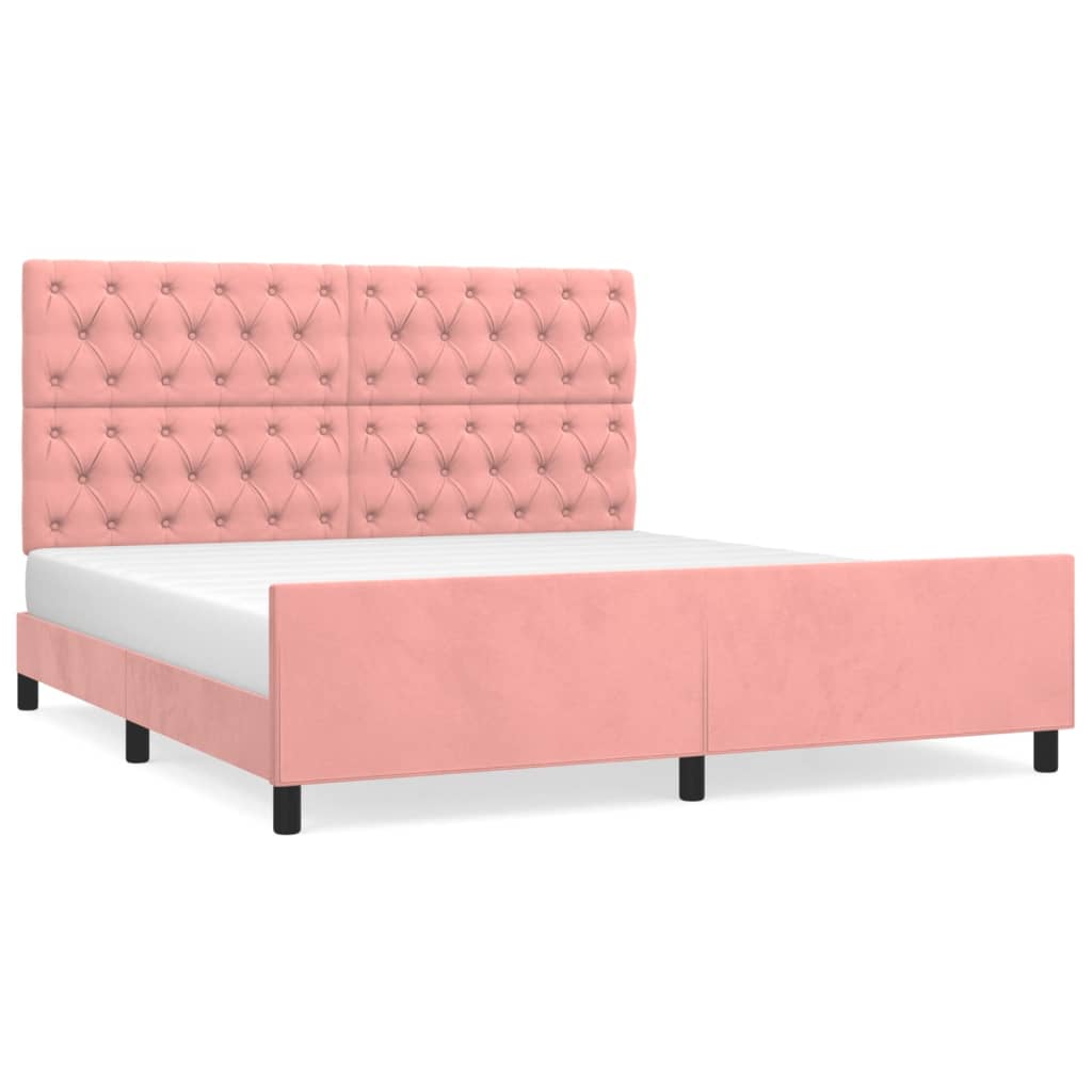 sengeramme med sengegavl 160x200 cm fløjl pink