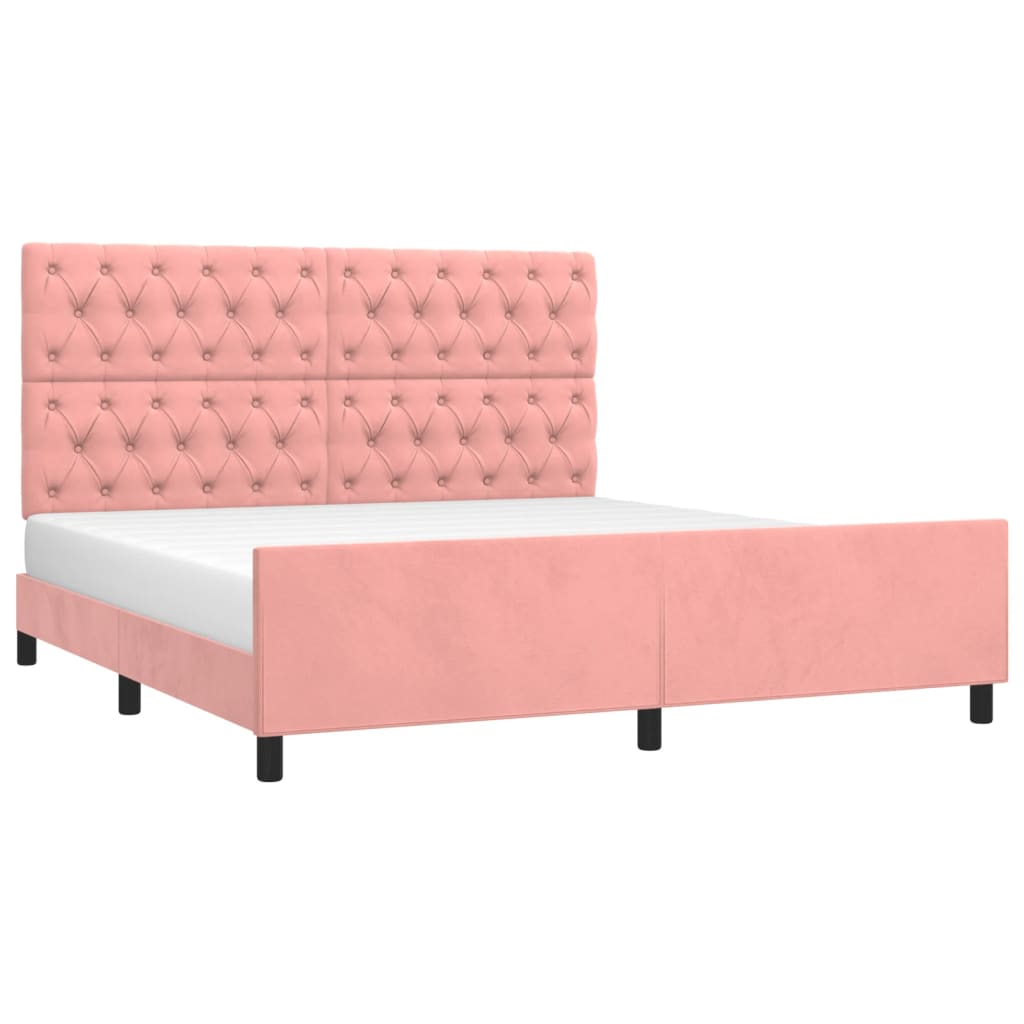 sengeramme med sengegavl 160x200 cm fløjl pink