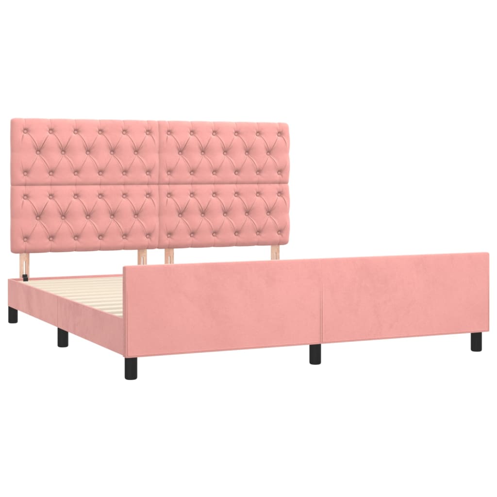 sengeramme med sengegavl 160x200 cm fløjl pink