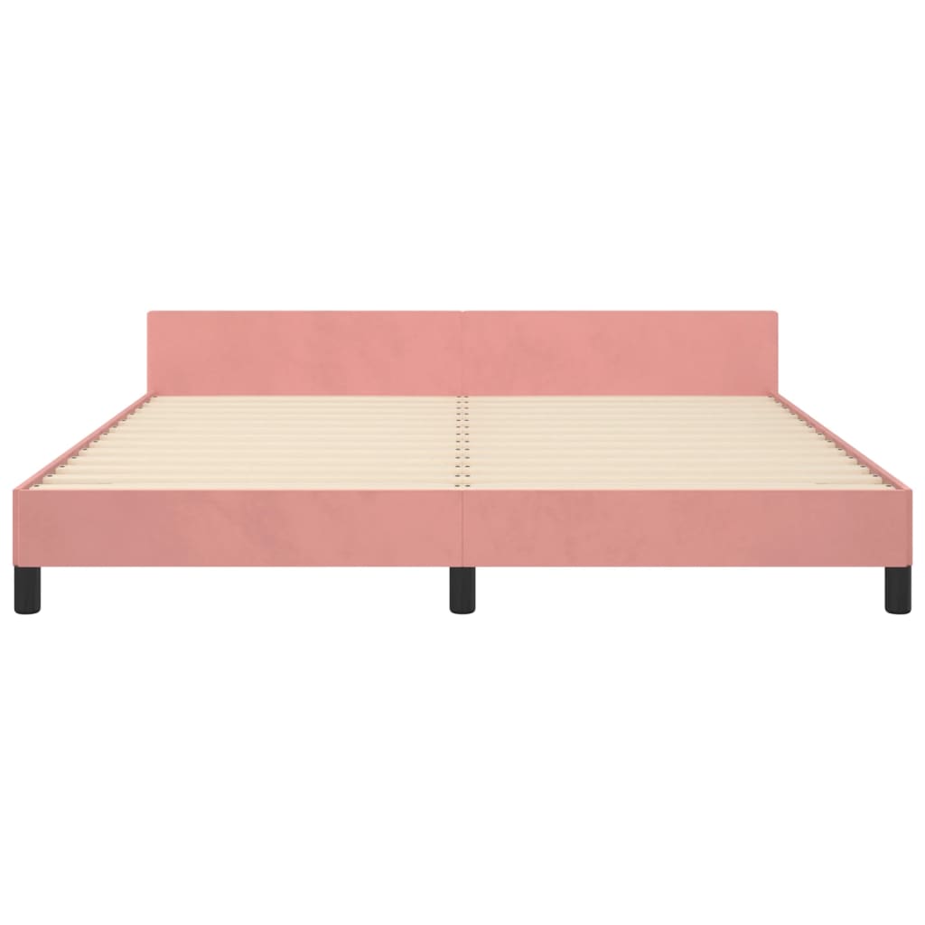 sengeramme med sengegavl 160x200 cm fløjl pink
