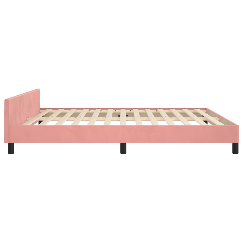 sengeramme med sengegavl 160x200 cm fløjl pink