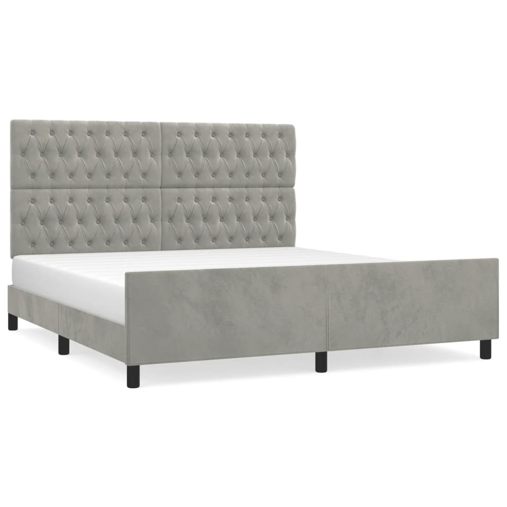 sengeramme med sengegavl 180x200 cm fløjl lysegrå