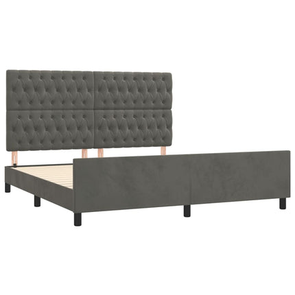 sengeramme med sengegavl 180x200 cm fløjl mørkegrå